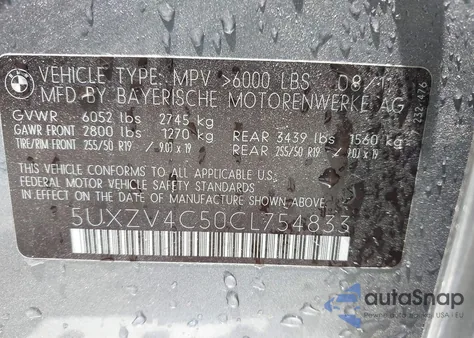 2012 BMW X5 xDrive35I/xDrive35I Premium/xDrive35I Sport Activity z USA, uszkodzony, nr VIN 5UXZV4C50CL754833